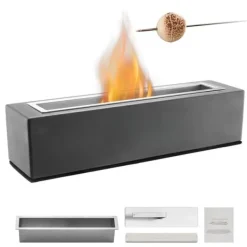 Hot Bordplade 15 Tommer Fire Pit Bowl, Beton Pejs, Indendørs & Udendørs, Perfekt til Patio, Holdbar og Stilfuld Pejse