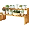 Plantestativer^Bordplade Bambus Plantestativ Desktop Flower Hylde Stativ til Indendørs Udendørs Hjem Terrasse Græsplæne Have Balkon Stor 60 cm/23.62in