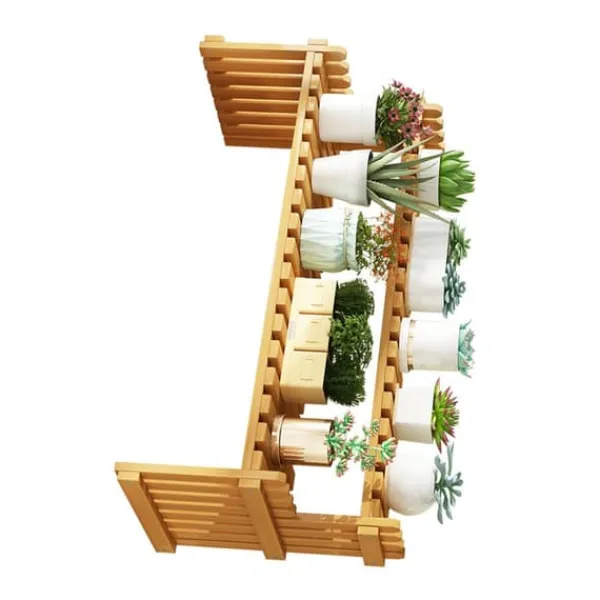 Plantestativer^Bordplade Bambus Plantestativ Desktop Flower Hylde Stativ til Indendørs Udendørs Hjem Terrasse Græsplæne Have Balkon Stor 60 cm/23.62in