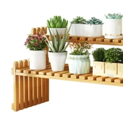 Plantestativer^Bordplade Bambus Plantestativ Desktop Flower Hylde Stativ til Indendørs Udendørs Hjem Terrasse Græsplæne Have Balkon Stor 60 cm/23.62in