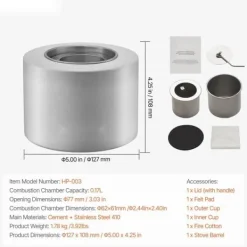 Pejse^Bordplade Fire Pit, Beton Pejs Cylinder, Indendørs/Udendørs, Holdbar, Stilfuld Design, Perfekt til Patio