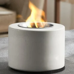 Pejse^Bordplade Fire Pit, Beton Pejs Cylinder, Indendørs/Udendørs, Holdbar, Stilfuld Design, Perfekt til Patio