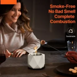 Pejse^Bordplade Fire Pit Bowl, Betonpejs til Indendørs og Udendørs Brug, Holdbar, Moderne Design, Perfekt til Patio