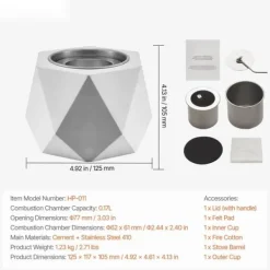 Pejse^Bordplade Fire Pit Bowl, Betonpejs til Indendørs og Udendørs Brug, Holdbar, Moderne Design, Perfekt til Patio