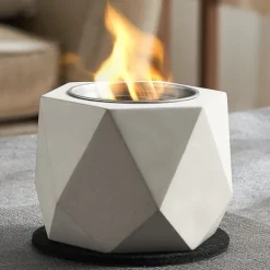 Pejse^Bordplade Fire Pit Bowl, Betonpejs til Indendørs og Udendørs Brug, Holdbar, Moderne Design, Perfekt til Patio