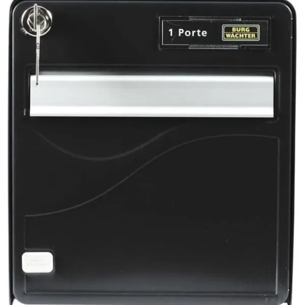 Postkasser & Brevindkast^Box Burg Wachter Baltic 1 Door - Galvanized Steel - Side Opening - Black - Made in France