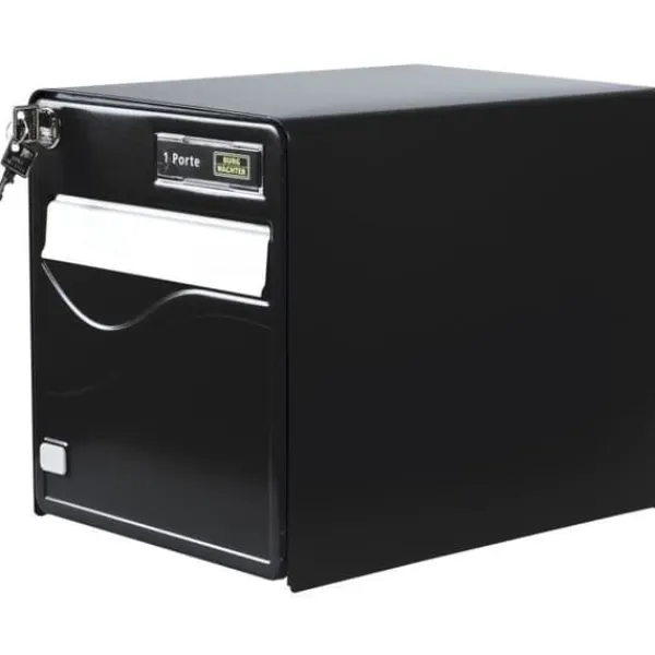 Postkasser & Brevindkast^Box Burg Wachter Baltic 1 Door - Galvanized Steel - Side Opening - Black - Made in France