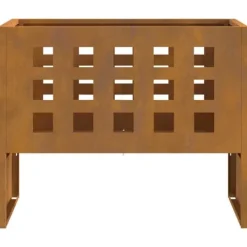 Best Bærbar bålsted i forvitret stål - Udendørs ildpit | Størrelse: 50x30x40 cm | Farve: Brun Brændeovne