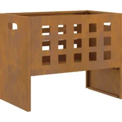 Best Bærbar bålsted i forvitret stål - Udendørs ildpit | Størrelse: 50x30x40 cm | Farve: Brun Brændeovne