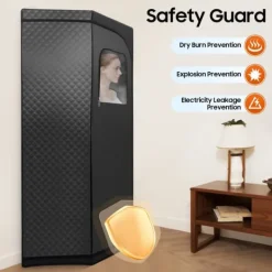 Clearance Bærbar damp sauna boks, 1350W effekt, 3L kapacitet, telt højde 180 cm, justerbare varme niveauer, ledningsbaseret elektrisk Sauna