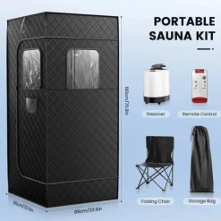 Bærbar Damp Sauna Telt, 3L Dampkapacitet, Kompakt og Brugervenligt Design,220V EU-stik Sauna