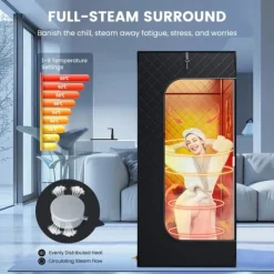 Bærbar Damp Sauna Telt, 3L Dampkapacitet, Kompakt og Brugervenligt Design,220V EU-stik Sauna