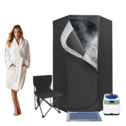 Discount Bærbar damp sauna, 1350W, 3L vandtank, 5-60 minutters tidsinterval, 9 justerbare varmeindstillinger, rummelig femkantet telt Sauna
