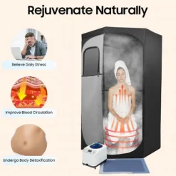 Discount Bærbar damp sauna, 1350W, 3L vandtank, 5-60 minutters tidsinterval, 9 justerbare varmeindstillinger, rummelig femkantet telt Sauna