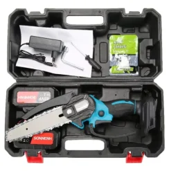 Havemaskiner^Bærbar elektrisk motorsav 6-tommer, 800W & 0,8 kg letvægts, 2x3000mAh batterier inkluderet