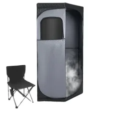 Bærbar Sauna Telt, 1350W, 3L Vandtank, 9 Varmeindstillinger, 5-60 Minutters Timer, Satin Bomulds Materiale Sauna