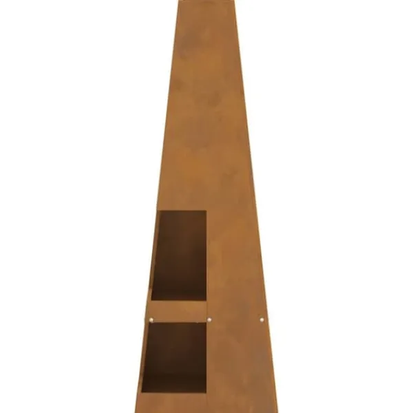 Brændeovne^Bærbart bålsted i forvitret stål - Udendørs komfur | Størrelse: 35x35x100 cm