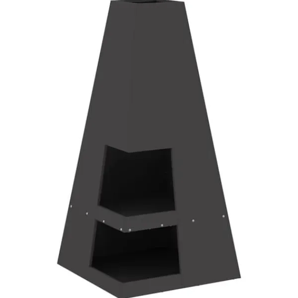 Brændeovne^Bærbart bålsted i koldvalset stål - Udendørs komfur | Størrelse: 50x50x100 cm | Farve: Sort
