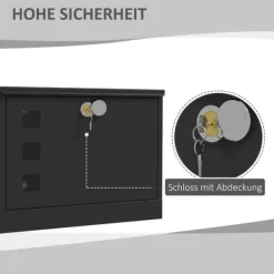 Postkasser & Brevindkast^Brevspring med avisfack, vindue og 2 nøgler – sort metal 36,5×11,5×29 cm