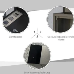 Postkasser & Brevindkast^Brevspring med avisfack, vindue og 2 nøgler – sort metal 36,5×11,5×29 cm