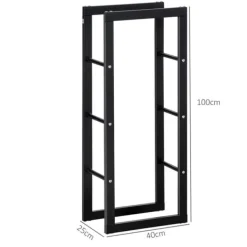 Hot Brændeholder 40×25×100 cm, stål, op til 100 kg, sort Tilbehør Til Brændeovne & Pejse