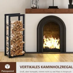 Hot Brændeholder 40×25×100 cm, stål, op til 100 kg, sort Tilbehør Til Brændeovne & Pejse