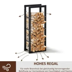 Hot Brændeholder 40×25×100 cm, stål, op til 100 kg, sort Tilbehør Til Brændeovne & Pejse