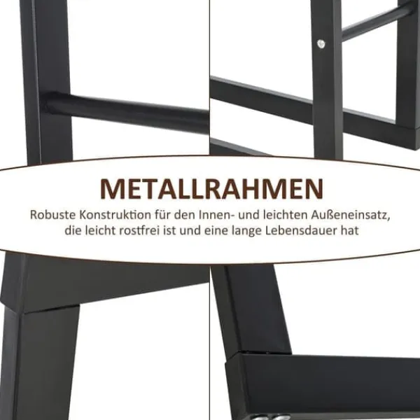 Hot Brændeholder 40×25×100 cm, stål, op til 100 kg, sort Tilbehør Til Brændeovne & Pejse