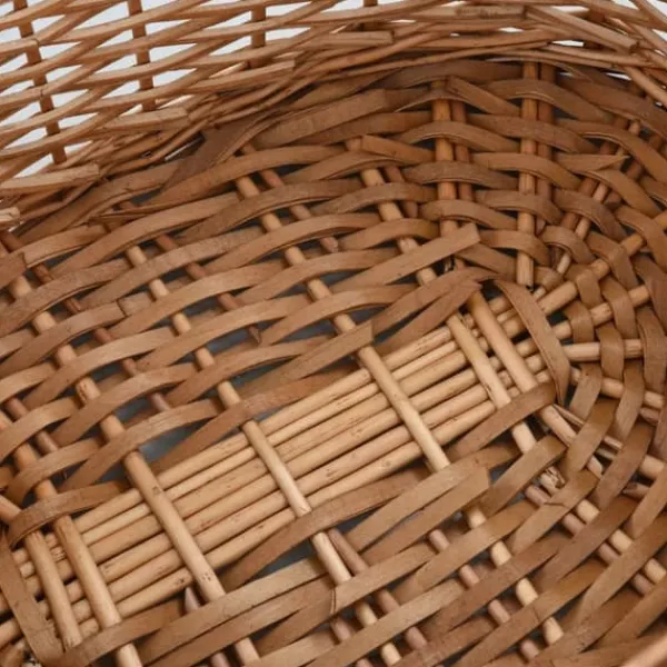 Hot Brændekurv med håndtag i naturlig pil - Holdbar opbevaring til brænde | Størrelse: 58x42x29 cm Tilbehør Til Brændeovne & Pejse