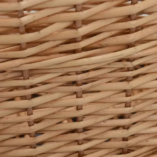 Hot Brændekurv med håndtag i naturlig pil - Holdbar opbevaring til brænde | Størrelse: 58x42x29 cm Tilbehør Til Brændeovne & Pejse