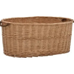 Best Brændekurv med håndtag i naturlig pil | Størrelse: 78x54x34 cm Tilbehør Til Brændeovne & Pejse
