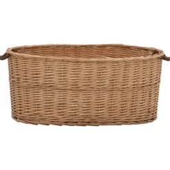 Best Brændekurv med håndtag i naturlig pil | Størrelse: 78x54x34 cm Tilbehør Til Brændeovne & Pejse