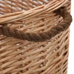 Best Brændekurv med håndtag i naturlig pil | Størrelse: 78x54x34 cm Tilbehør Til Brændeovne & Pejse
