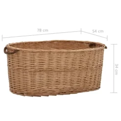 Best Brændekurv med håndtag i naturlig pil | Størrelse: 78x54x34 cm Tilbehør Til Brændeovne & Pejse