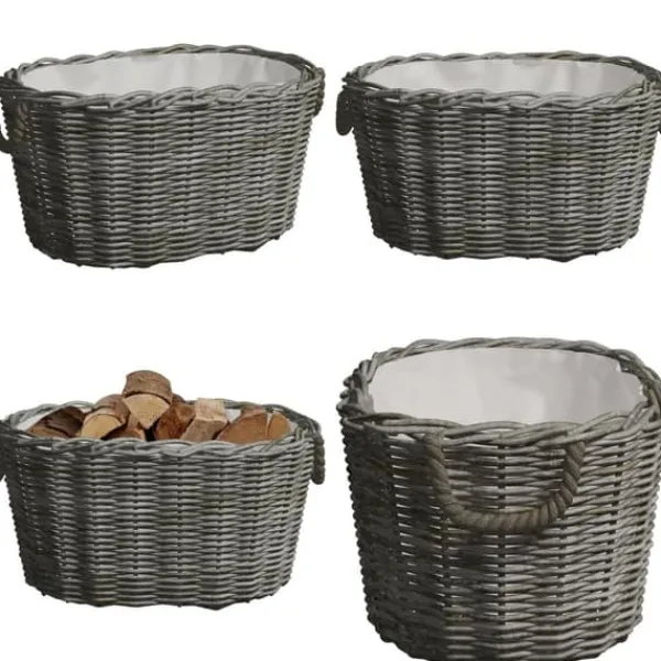 Outlet Brændekurv med håndtag 60x40x28 cm pil grå - Brændekurv - Brændekurve - Home & Living Tilbehør Til Brændeovne & Pejse