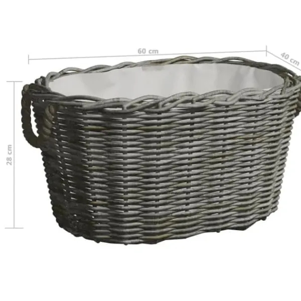 Outlet Brændekurv med håndtag 60x40x28 cm pil grå - Brændekurv - Brændekurve - Home & Living Tilbehør Til Brændeovne & Pejse