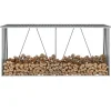 Skure, Garager & Carports^Brændeskur i galvaniseret stål - Holdbar opbevaring til brænde | Størrelse: 330x84x152 cm | Farve: Grå