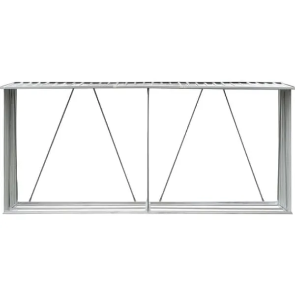 Skure, Garager & Carports^Brændeskur i galvaniseret stål - Holdbar opbevaring til brænde | Størrelse: 330x84x152 cm | Farve: Grå