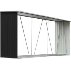 Skure, Garager & Carports^Brændeskur til haven - Galvaniseret stål | Størrelse: 330x84x152 cm | Farve: Antracitgrå