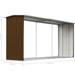 Skure, Garager & Carports^Brændeskur til haven - Galvaniseret stål | Størrelse: 330 x 92 x 153 cm | Farve: Brun