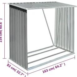 Skure, Garager & Carports^Brændeskur til haven - Galvaniseret stål | Størrelse: 163x83x154 cm | Farve: Grå