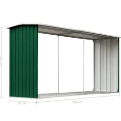 Skure, Garager & Carports^Brændeskur til haven 330 x 92 x 153 cm galvaniseret stål grøn - Brændeskur - Brændeskure - Home & Living