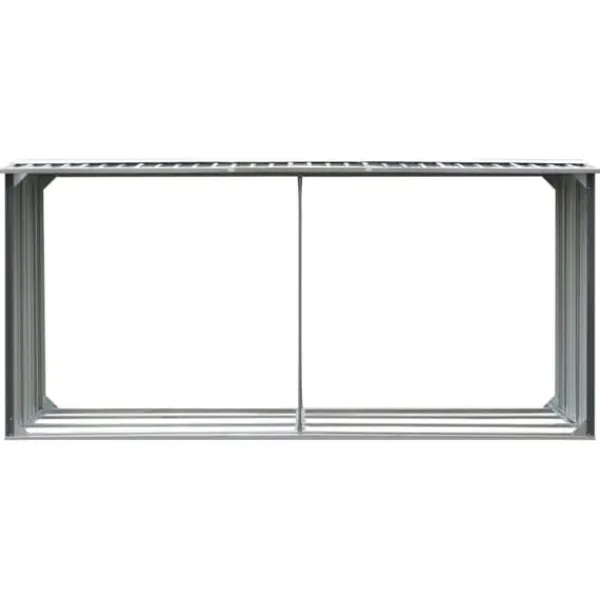 Skure, Garager & Carports^Brændeskur til haven galvaniseret stål 330 x 92 x 153 cm grå - Brændeskur - Brændeskure - Home & Living