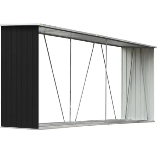 Skure, Garager & Carports^Brændeskur til haven 330x84x152 cm galvaniseret stål antracitgrå - Brændeskur - Brændeskure - Home & Living