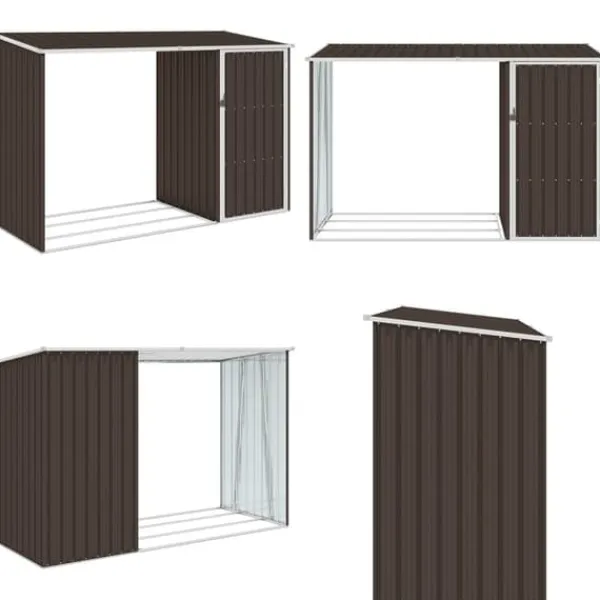 Online Brændeskur 245x98x159 cm galvaniseret stål brun - Haveskur - Haveskure - Home & Living Skure, Garager & Carports
