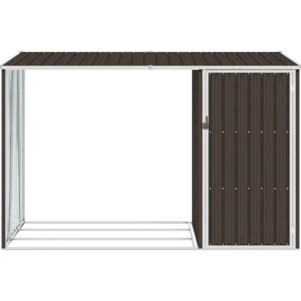 Online Brændeskur 245x98x159 cm galvaniseret stål brun - Haveskur - Haveskure - Home & Living Skure, Garager & Carports