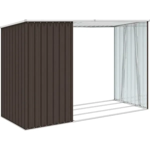 Online Brændeskur 245x98x159 cm galvaniseret stål brun - Haveskur - Haveskure - Home & Living Skure, Garager & Carports