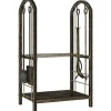 Discount Brændestativ 43×30×74 cm, 2 niveauer, med 4 pejseværktøjer og kroge Tilbehør Til Brændeovne & Pejse