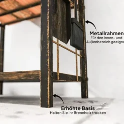 Discount Brændestativ 43×30×74 cm, 2 niveauer, med 4 pejseværktøjer og kroge Tilbehør Til Brændeovne & Pejse