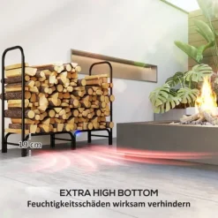 Tilbehør Til Brændeovne & Pejse^Brændestativ 120×36×99 cm med bæretaske & 600D vandafvisende overtræk, sort